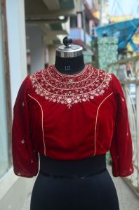 Ladies Fancy Red Party Wear Blouse