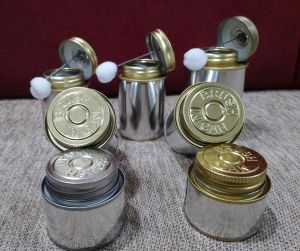 Silver Round Tin Can With Brush