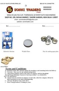 Single Die Fully Automatic Hydraulic Paper Plate Making Machine
