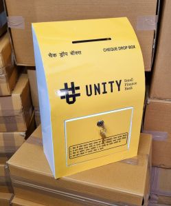 unity small finance bank metal cheque drop box