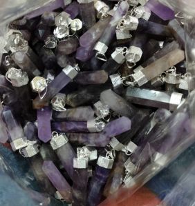 Natural amethyst pencil pendants