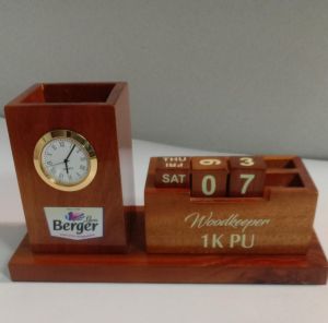 Wooden Calender with Watch