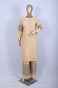 36IN21 Ladies Khadi Kurta Plazzo Set