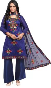 Kshirsa Unstitched Blue Chanderi Salwar Suit Material