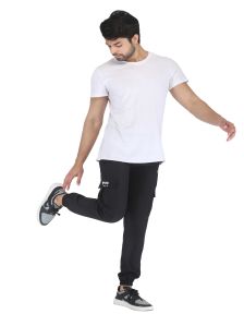 Mens Black NS Polyester Solid Track Pant With Grip