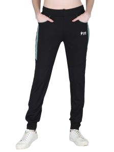Women Black Lycra Track Pant With Grip and Pai Pin