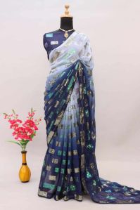 Soft Georgette Dual Sequence Embroidery Work Saree