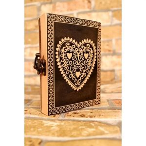 Heart Design Leather Cover Journal with Lock