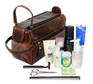Genuine Leather Travel Shaving Kit