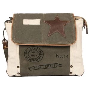 Ladies Canvas Handbag with Leather Strap