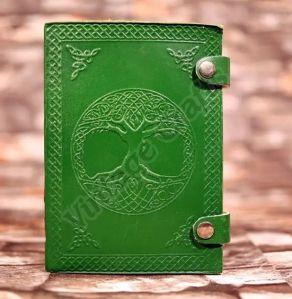 Tree Embossed Green Leather Journal