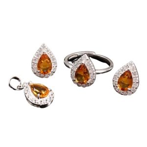 925 Sterling Silver Citrine Jewelry Set