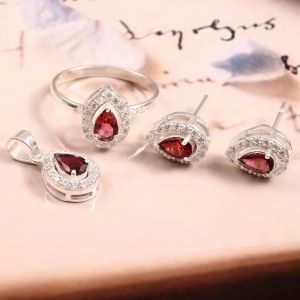 925 Sterling Silver Rhodolite Garnet Jewellery Set