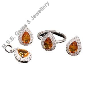 925 Sterling Silver Citrine Jewelry Set