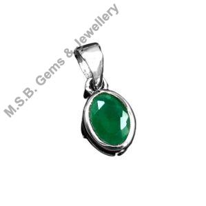 925 Sterling Silver Green Onyx Pendant