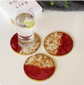 Round Crimson Red Transy Resin Coaster