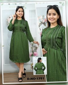 Casual Ladies Green One Piece Dress