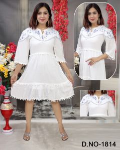 Embroidered Cotton One Piece Dress