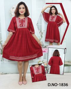 Embroidered Cotton One Piece Dress