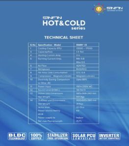 SINFIN PCU Compatible 1.5 Ton Hot & Cold Solar Split Air Conditioner
