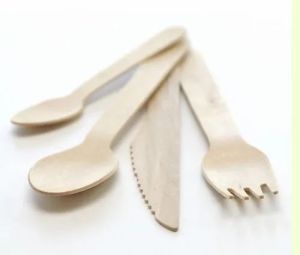 3 Piece Bamboo Disposable Wooden Cutlery Set