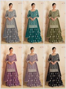 Ashirwad 9410 Heavy Embroidery Work Georgette Fancy Sharara Suit