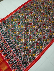 Double ikat handloom patola saree pure mulberry silk