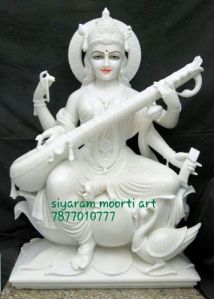 Plain Marble Saraswati Mata Statue