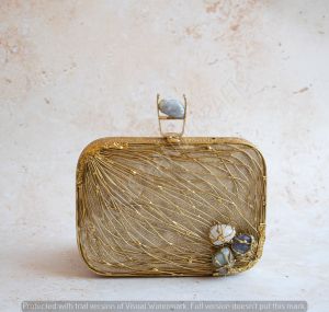 Mother of Pearl Inlay Brass Clutch