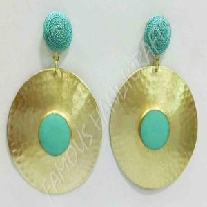 Round Hammered Gold Plated Wedding Earrings