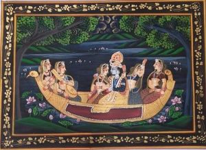 Radha Krishna Silk Painting