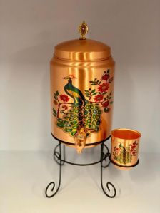 Peacock Print Copper Water Dispenser