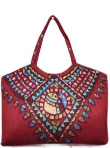 Multicolor Printed Jute Handbag