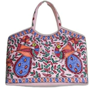 Peacock Printed Jute Hand Bag