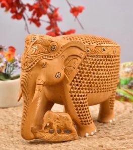 Wooden Jali Elephant Statue