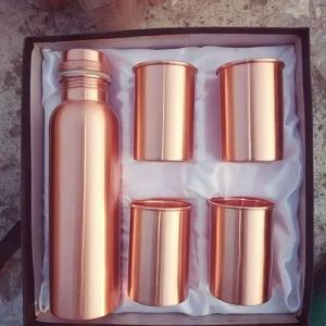Copper Bottle with 4 Glasses