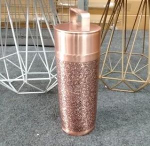 Floral Etched Copper Water Bottle