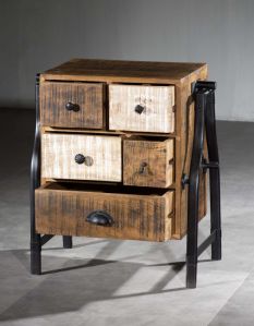Denver Wood Metal Side Table (5 Drawer)