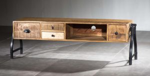 Denver Wood Metal Long TV Cabinet