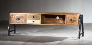 Denver Wood Metal Long TV Cabinet
