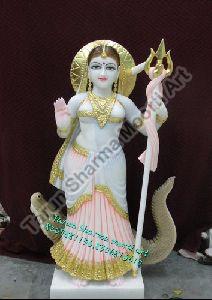 Painted Khodiyar Maa Marble Statue