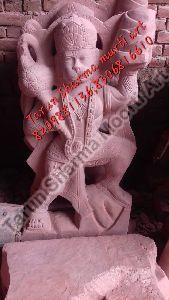 Red Marble Hanuman Statue