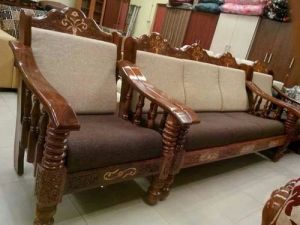 Brown 5 Seater Wooden Sofa Set