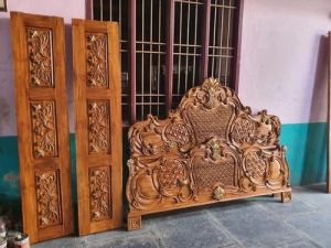 Brown Teak Wood King Size Bed