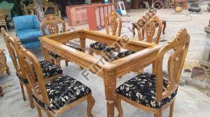 6 Seater Brown Wooden Dining Tables Set