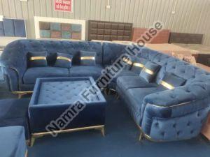 Blue L Shape Sofa Set