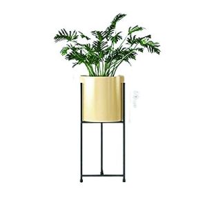 Gold metal planter with stand