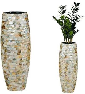 Mosaic Finish Metal Flower Vase