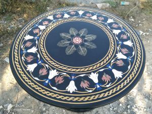 Designer Marble Inlay Table Top With Stand