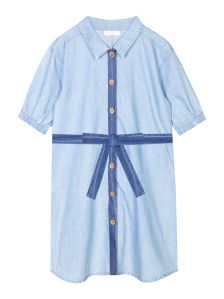 Girls Light Blue Denim Shirt Dress